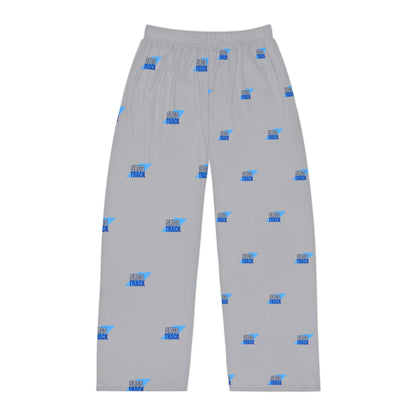 Men's Pajama Pants — Light Gray All-Over 'Music Track' Pattern Lounge Sleepwear
