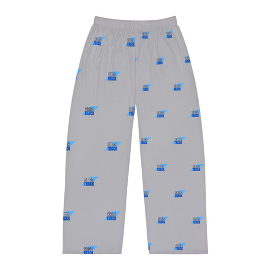 Men's Pajama Pants — Light Gray All-Over 'Music Track' Pattern Lounge Sleepwear