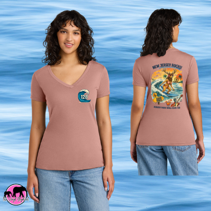 The Surfing Elk Tee - Women's V Neck Fitted