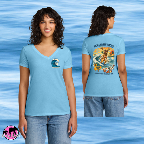 The Surfing Elk Tee - Women's V Neck Fitted