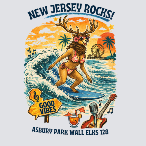 The Surfing Elk Tee - Unisex Crew Neck