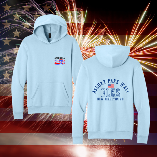 Asbury Park Wall Elks Lodge #128 | America 250 Hoodie | NJ Elks Patriotic Sweatshirt
