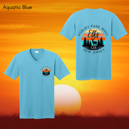 Elks Retro Sunset Wildlife Non-Fitted V-Neck Tee