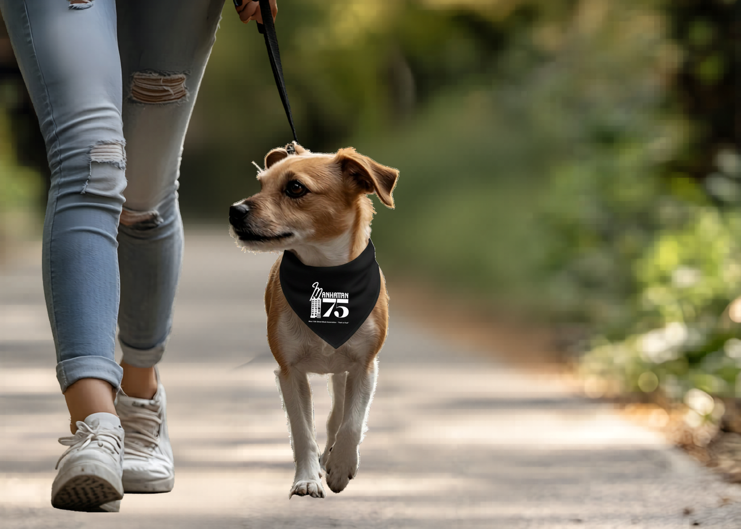 The Manhattan 75 Dog Bandana — Because Your Dog Lives on the Block Too